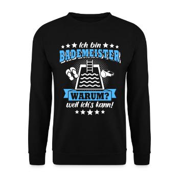 Schwimmmeister Bademeister - Unisex Pullover - Schwarz - Vorne - Alina (178cm) & Michal (187cm)