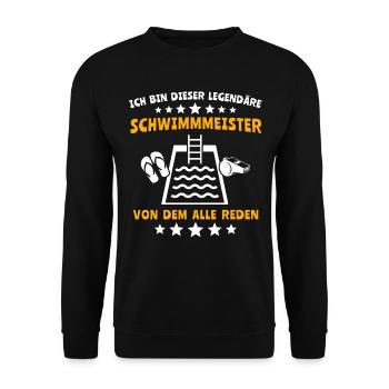 Schwimmmeister Bademeister - Unisex Pullover - Schwarz - Vorne - Alina (178cm) & Michal (187cm)