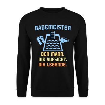 Schwimmmeister Bademeister - Unisex Pullover - Schwarz - Vorne - Alina (178cm) & Michal (187cm)