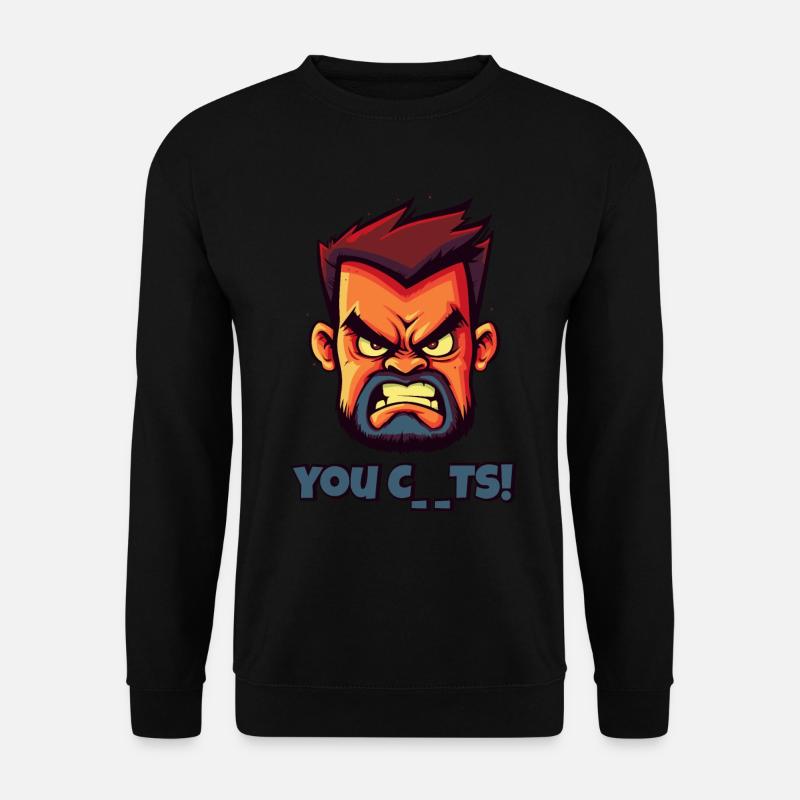Wütendes Gesicht Metzger Lustige Beleidigung - Unisex Pullover - Schwarz