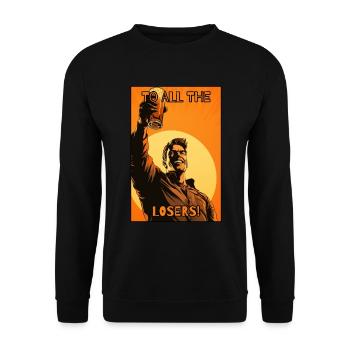 Ein Hoch auf alle Verlierer - Unisex Pullover - Schwarz - Vorne - Alina (178cm) & Michal (187cm)