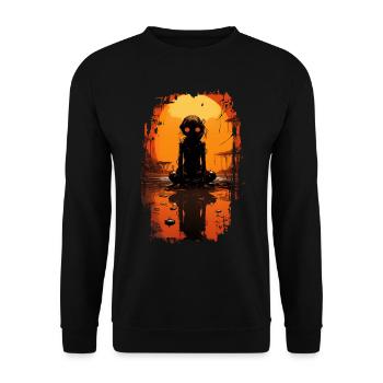 Dunkler Frosch - Unisex Pullover - Schwarz - Vorne - Alina (178cm) & Michal (187cm)