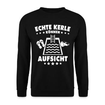 Schwimmmeister Bademeister - Unisex Pullover - Schwarz - Vorne - Alina (178cm) & Michal (187cm)