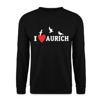 I Love Aurich City - Unisex Sweatshirt - black - Front - Alina (178cm) & Michal (187cm)