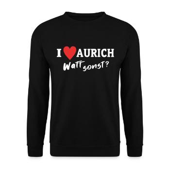 Ich Liebe Aurich - Unisex Pullover - Schwarz - Vorne - Alina (178cm) & Michal (187cm)