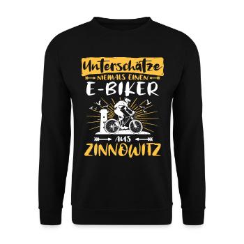 Ebike Zinnowitz Ebiking Zinnowitzer E-Biker - Unisex Pullover - Schwarz - Vorne - Alina (178cm) & Michal (187cm)