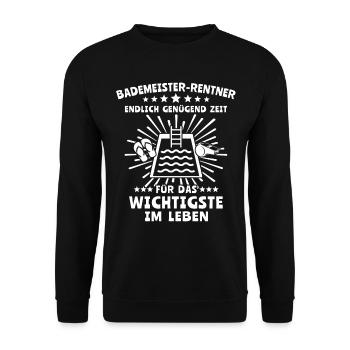 Schwimmmeister Bademeister - Unisex Pullover - Schwarz - Vorne - Alina (178cm) & Michal (187cm)