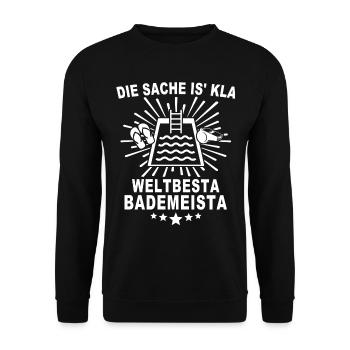 Schwimmmeister Bademeister - Unisex Pullover - Schwarz - Vorne - Alina (178cm) & Michal (187cm)