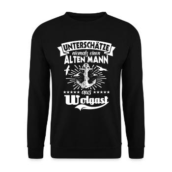 Wolgast Sprüche Wolgaster Spruch - Unisex Pullover - Schwarz - Vorne - Alina (178cm) & Michal (187cm)