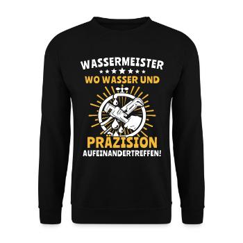 Wassermeister Sprüche - Unisex Pullover - Schwarz - Vorne - Alina (178cm) & Michal (187cm)