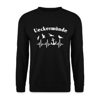 Ueckermünde EKG Ueckermünder Herzlinie - Unisex Pullover - Schwarz - Vorne - Alina (178cm) & Michal (187cm)