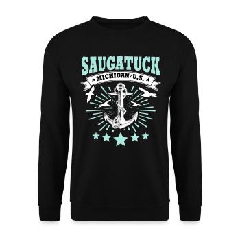 Saugatuck, Michigan - Unisex Sweatshirt - black - Front - Alina (178cm) & Michal (187cm)