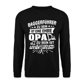 Baggerfuehrer Opa Baggerfahrer - Unisex Pullover - Schwarz - Vorne - Alina (178cm) & Michal (187cm)
