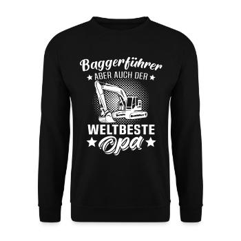 Baggerfuehrer Opa Baggerfahrer Grossvater - Unisex Pullover - Schwarz - Vorne - Alina (178cm) & Michal (187cm)