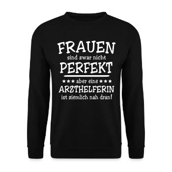 Arzthelferin Geschenk - Unisex Pullover - Schwarz - Vorne - Alina (178cm) & Michal (187cm)