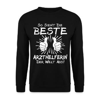 Beste Arzthelferin - Unisex Pullover - Schwarz - Vorne - Alina (178cm) & Michal (187cm)
