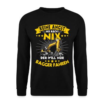 Baggerführer Baggerfahrer - Unisex Pullover - Schwarz - Vorne - Alina (178cm) & Michal (187cm)
