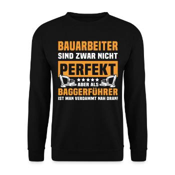 Baggerführer Bagger - Unisex Pullover - Schwarz - Vorne - Alina (178cm) & Michal (187cm)