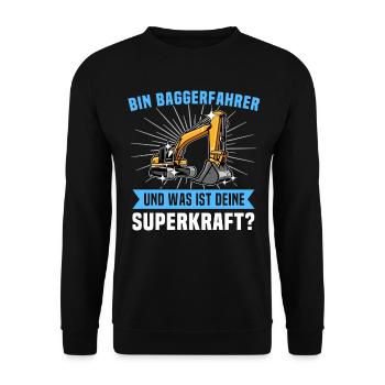 Baggerführer Baggerfahrer - Unisex Pullover - Schwarz - Vorne - Alina (178cm) & Michal (187cm)