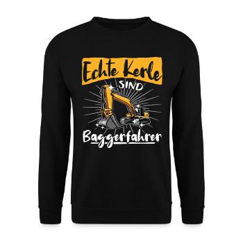 Baggerführer Baggern - Unisex Pullover - Schwarz - Vorne - Alina (178cm) & Michal (187cm)