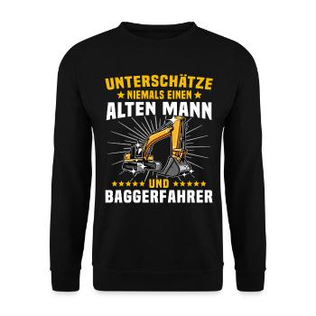 Baggerführer Baggerfahrer - Unisex Pullover - Schwarz - Vorne - Alina (178cm) & Michal (187cm)