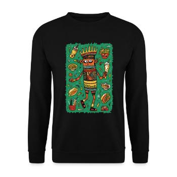 Funny hieroglyphs: fast food - Unisex Sweatshirt - black - Front - Alina (178cm) & Michal (187cm)