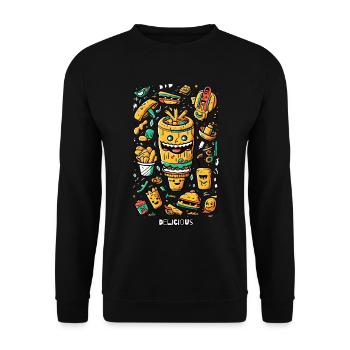 Delicious, fun fast food - Unisex Sweatshirt - black - Front - Alina (178cm) & Michal (187cm)