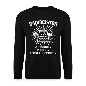 Schwimmmeister - Unisex Pullover - Schwarz - Vorne - Alina (178cm) & Michal (187cm)