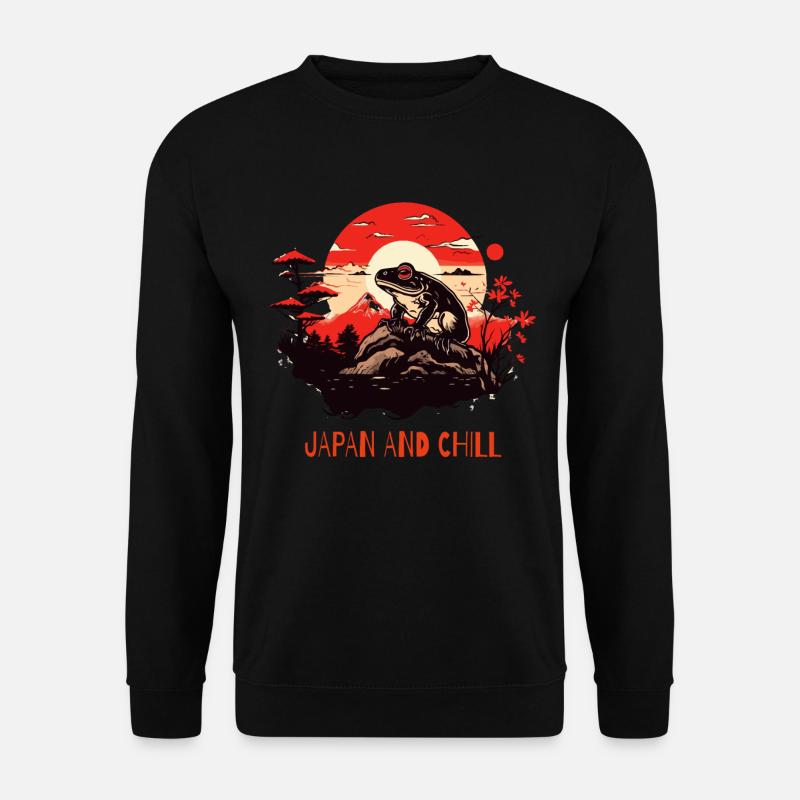 Japan und entspannender Frosch - Unisex Pullover - Schwarz