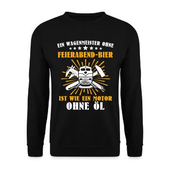 Wagenmeister Eisenbahn Zugtechniker - Unisex Pullover - Schwarz - Vorne - Alina (178cm) & Michal (187cm)