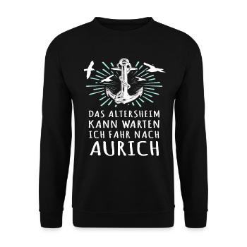 Sprüche Aurich - Unisex Pullover - Schwarz - Vorne - Alina (178cm) & Michal (187cm)