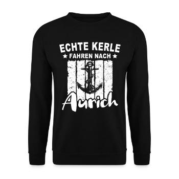 Aurich Urlaub Auricher - Unisex Pullover - Schwarz - Vorne - Alina (178cm) & Michal (187cm)