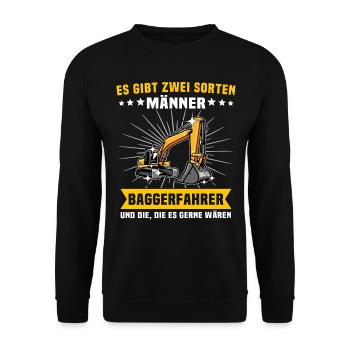 Baggerfuehrer Baggerfahrer - Unisex Pullover - Schwarz - Vorne - Alina (178cm) & Michal (187cm)