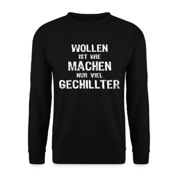 Lustige Sprüche Machen - Unisex Pullover - Schwarz - Vorne - Alina (178cm) & Michal (187cm)