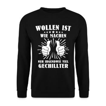 Lustige Sprüche Humor - Unisex Pullover - Schwarz - Vorne - Alina (178cm) & Michal (187cm)