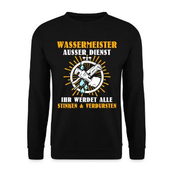 Wassermeister Sprüche - Unisex Pullover - Schwarz - Vorne - Alina (178cm) & Michal (187cm)