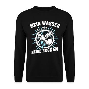 Wassermeister Regeln - Unisex Pullover - Schwarz - Vorne - Alina (178cm) & Michal (187cm)