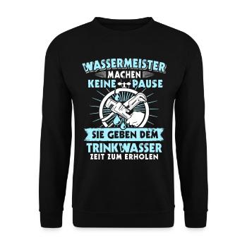 Wassermeister Spruch - Unisex Pullover - Schwarz - Vorne - Alina (178cm) & Michal (187cm)