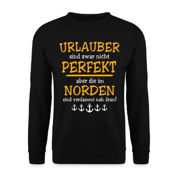 Norden Sprüche - Unisex Pullover - Schwarz - Vorne - Alina (178cm) & Michal (187cm)
