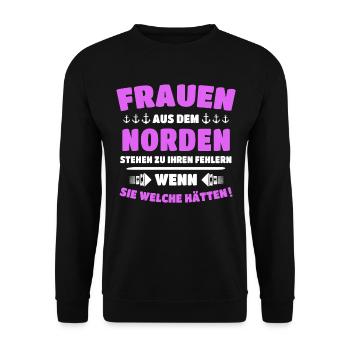 Norden Sprüche Nordener - Unisex Pullover - Schwarz - Vorne - Alina (178cm) & Michal (187cm)