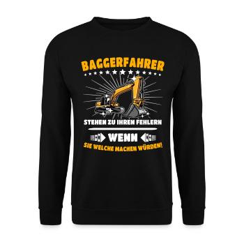Baggerfuehrer Baggerfahrer - Unisex Pullover - Schwarz - Vorne - Alina (178cm) & Michal (187cm)