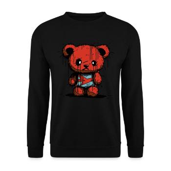 ausgestopfter Grunge-Spielzeug Bär - Unisex Pullover - Schwarz - Vorne - Alina (178cm) & Michal (187cm)