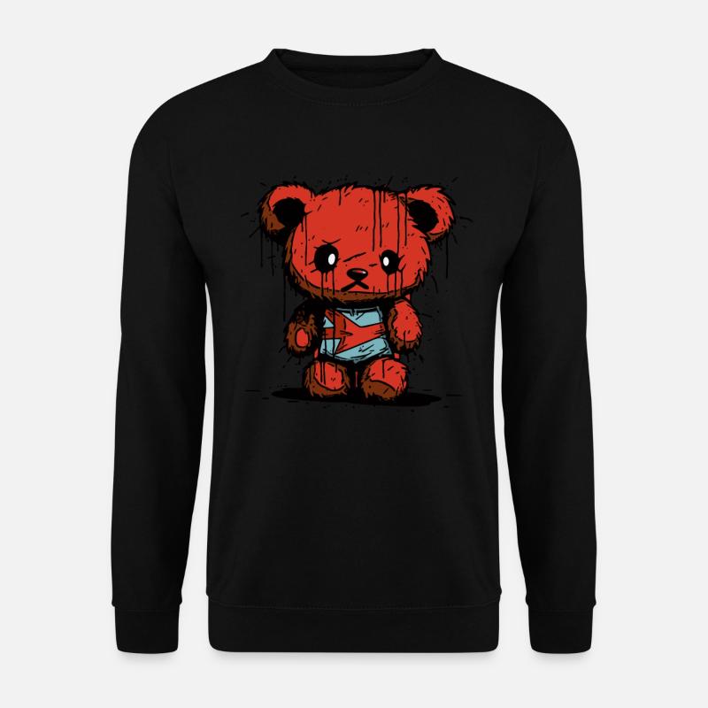 ausgestopfter Grunge-Spielzeug Bär - Unisex Pullover - Schwarz