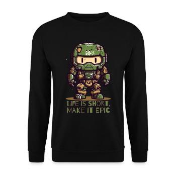 Life is short – make it epic - Unisex Sweatshirt - black - Front - Alina (178cm) & Michal (187cm)