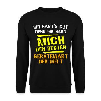Gerätewart Geschenk - Unisex Pullover - Schwarz - Vorne - Alina (178cm) & Michal (187cm)