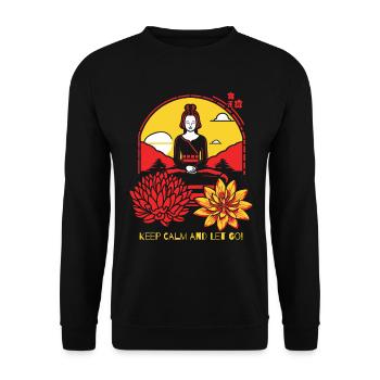 Keep calm and let go with yoga - Unisex Sweatshirt - black - Front - Alina (178cm) & Michal (187cm)