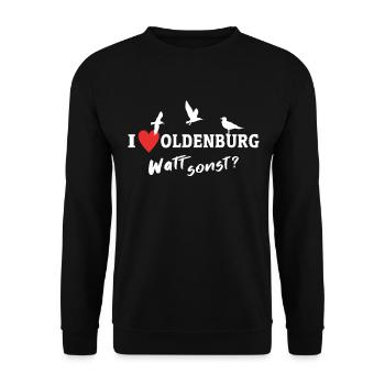 I Love Oldenburg Ich Liebe Oldenburg - Unisex Pullover - Schwarz - Vorne - Alina (178cm) & Michal (187cm)