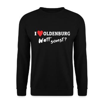 Ich Liebe Oldenburg - Unisex Pullover - Schwarz - Vorne - Alina (178cm) & Michal (187cm)