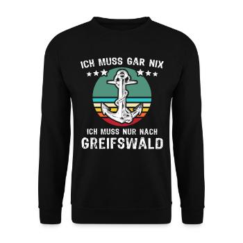 Greifswald Urlaub - Unisex Pullover - Schwarz - Vorne - Alina (178cm) & Michal (187cm)