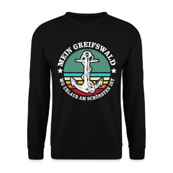 Greifswald Urlaub - Unisex Pullover - Schwarz - Vorne - Alina (178cm) & Michal (187cm)
